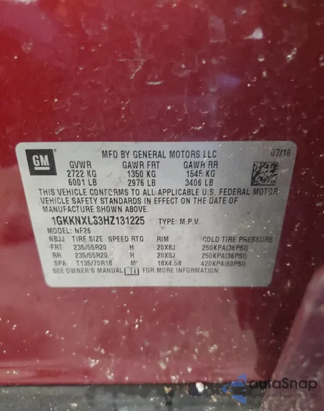 2017 GMC Acadia Denali from USA, damaged, VIN 1GKKNXLS3HZ131225